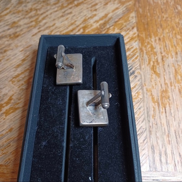 VINTAGE STERLING SILVER MOTHER OF PEARL MOP CAMEO CUFFLINKS. - Picture 7 of 8